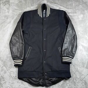 Adidas Dehen Knitting Varsity Jacket Men Medium Black Letterman Made In USA Rare